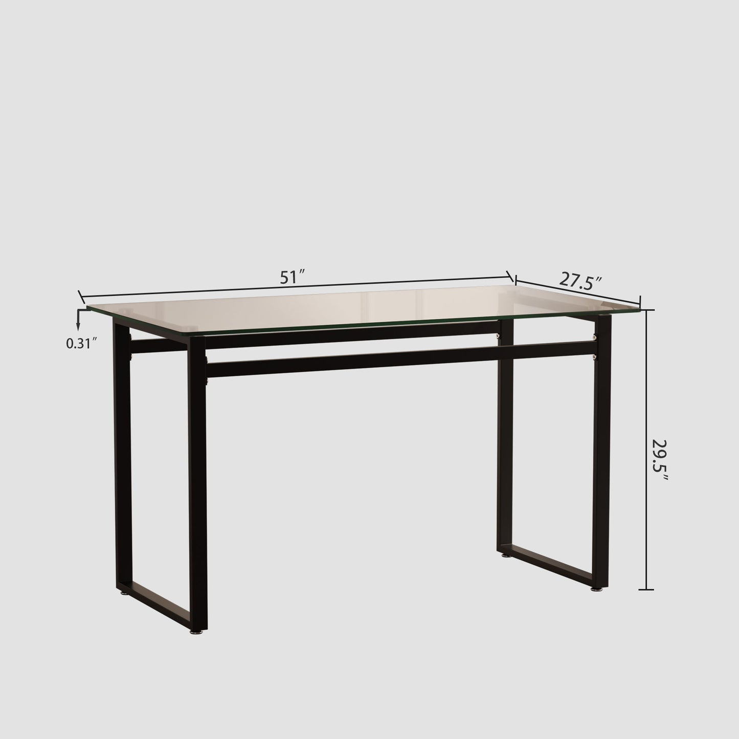 Modern Minimalist Rectangular Dining Table With Tempered Glass Top