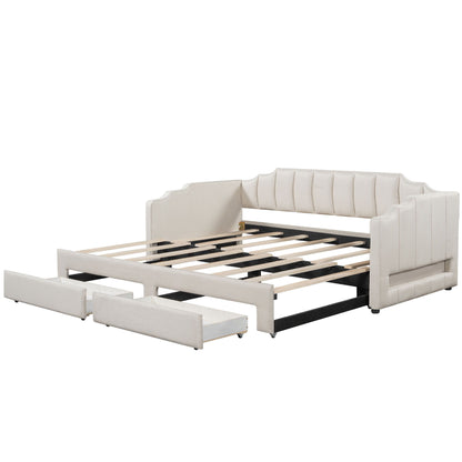 Extendable Daybed With LED Light And 2 Storage Drawers