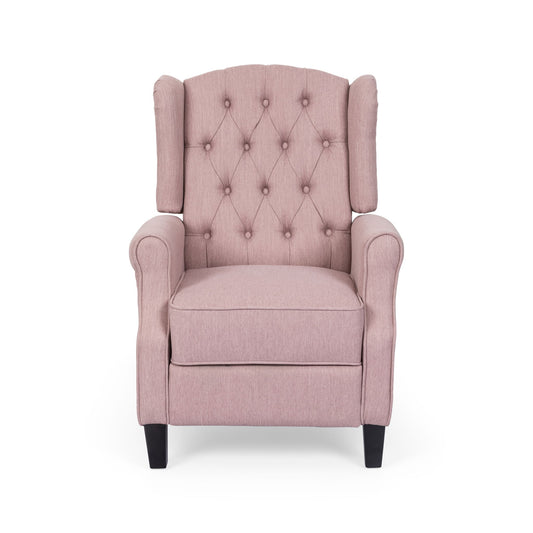 Wide Manual Wing Chair Recliner - Light Pink