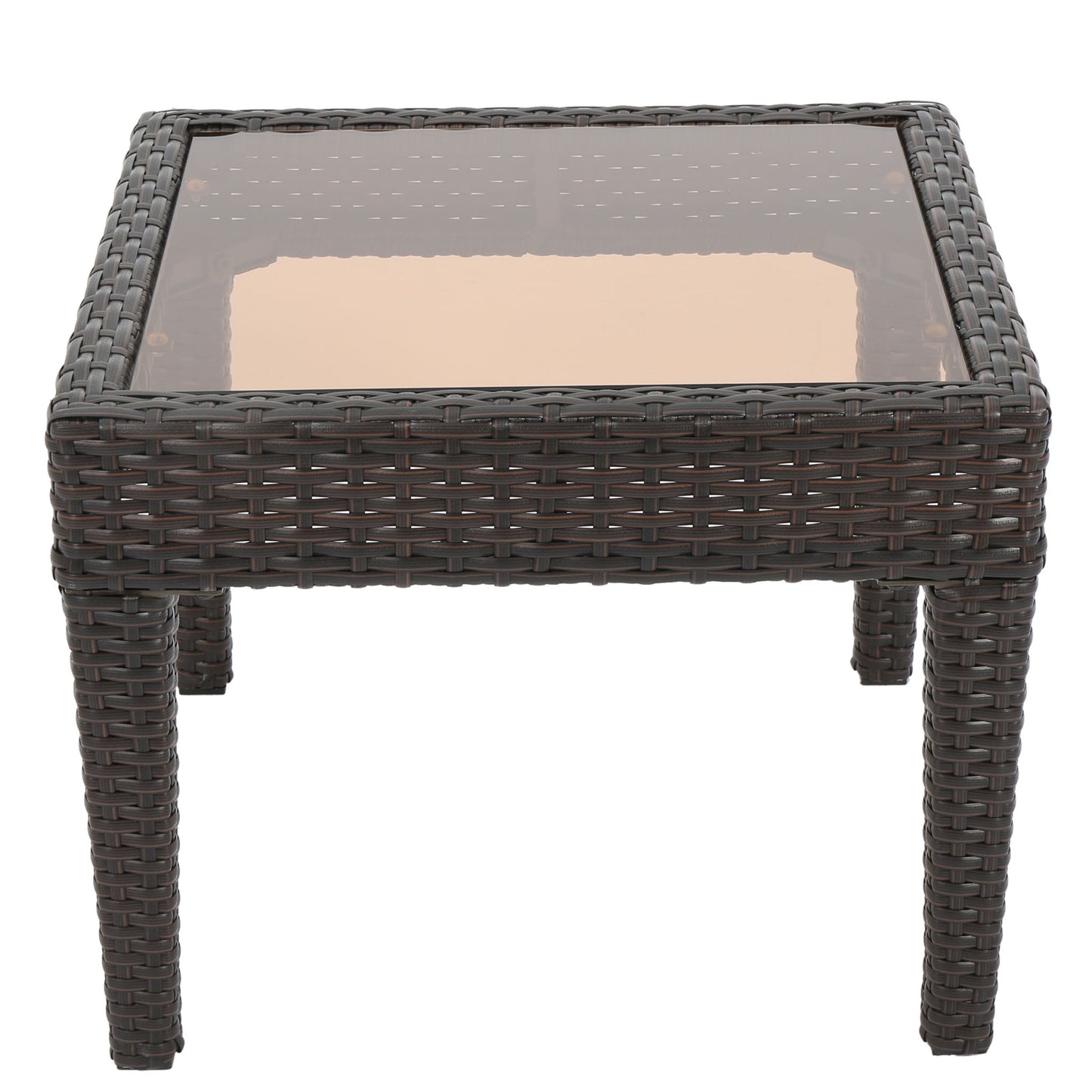 Nebulosity - Outdoor Accent Table With Square Glass Top - Brown Multi