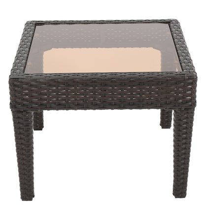 Nebulosity - Outdoor Accent Table With Square Glass Top - Brown Multi