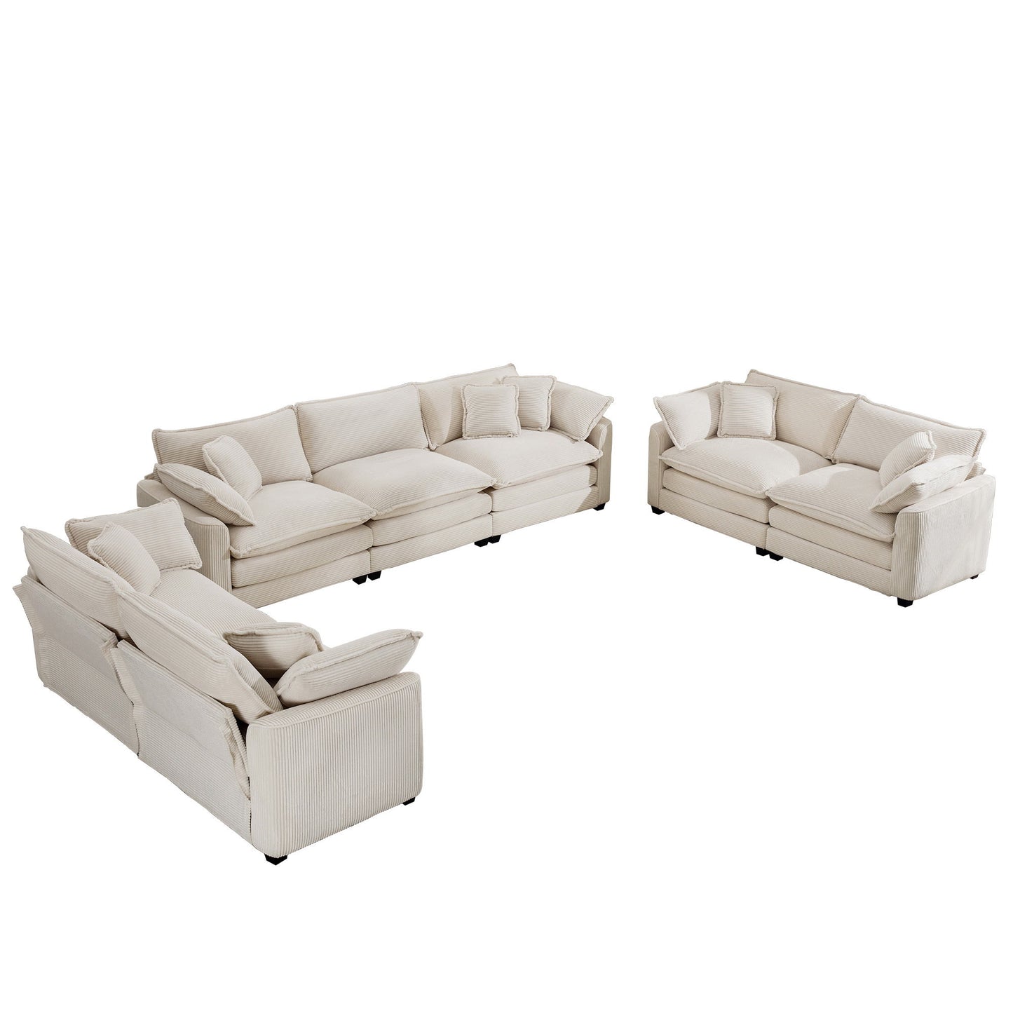 Elegant Corduroy Oversized Sectional Sofa Set With Deep Seats And Flexible Layout