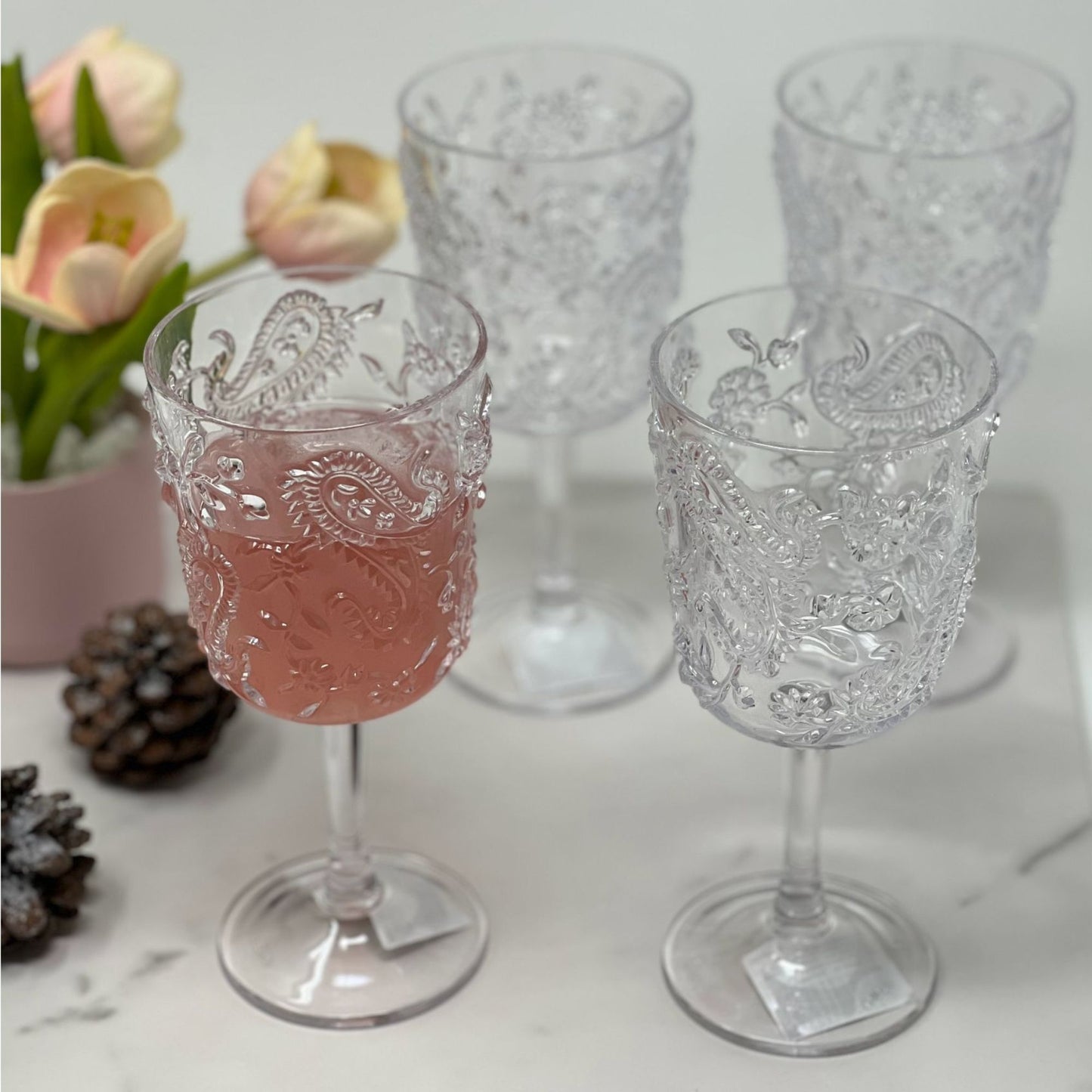 Paisley Acrylic Wine Glasses (Set of 4)