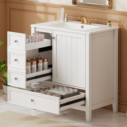 Modern Bathroom Vanity With Sink, 1 Cabinet & 3 Drawers