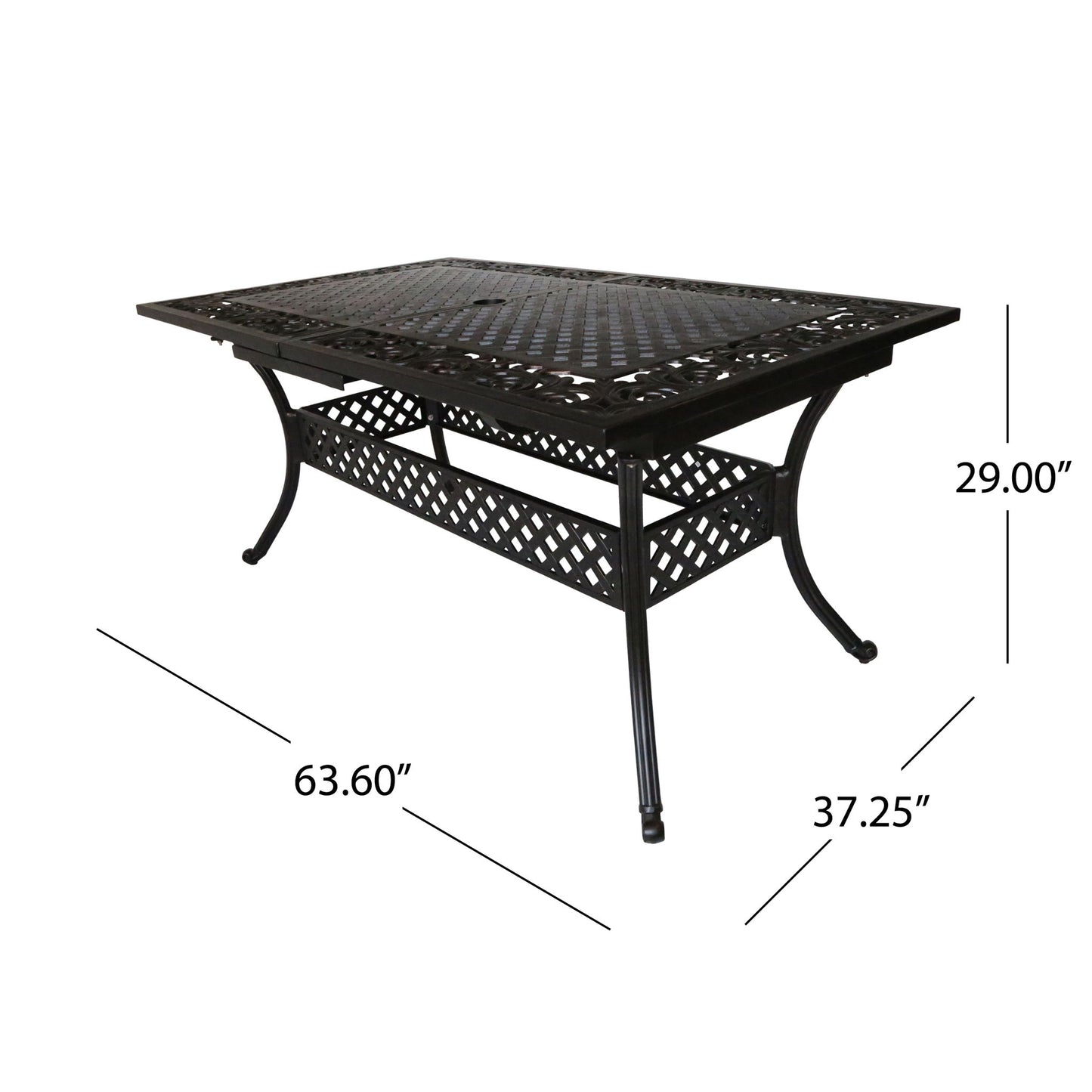 Outdoor Extendable Aluminum Dining Table With Pattern Table Top And Curved Legs - Copper