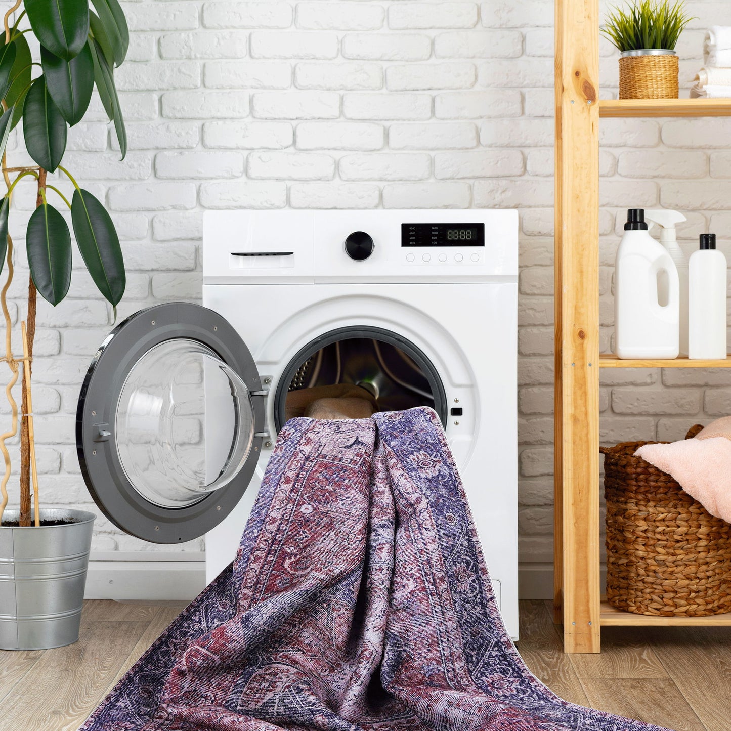 Maval - 3' X 5' Washable Area Rug - Burgundy