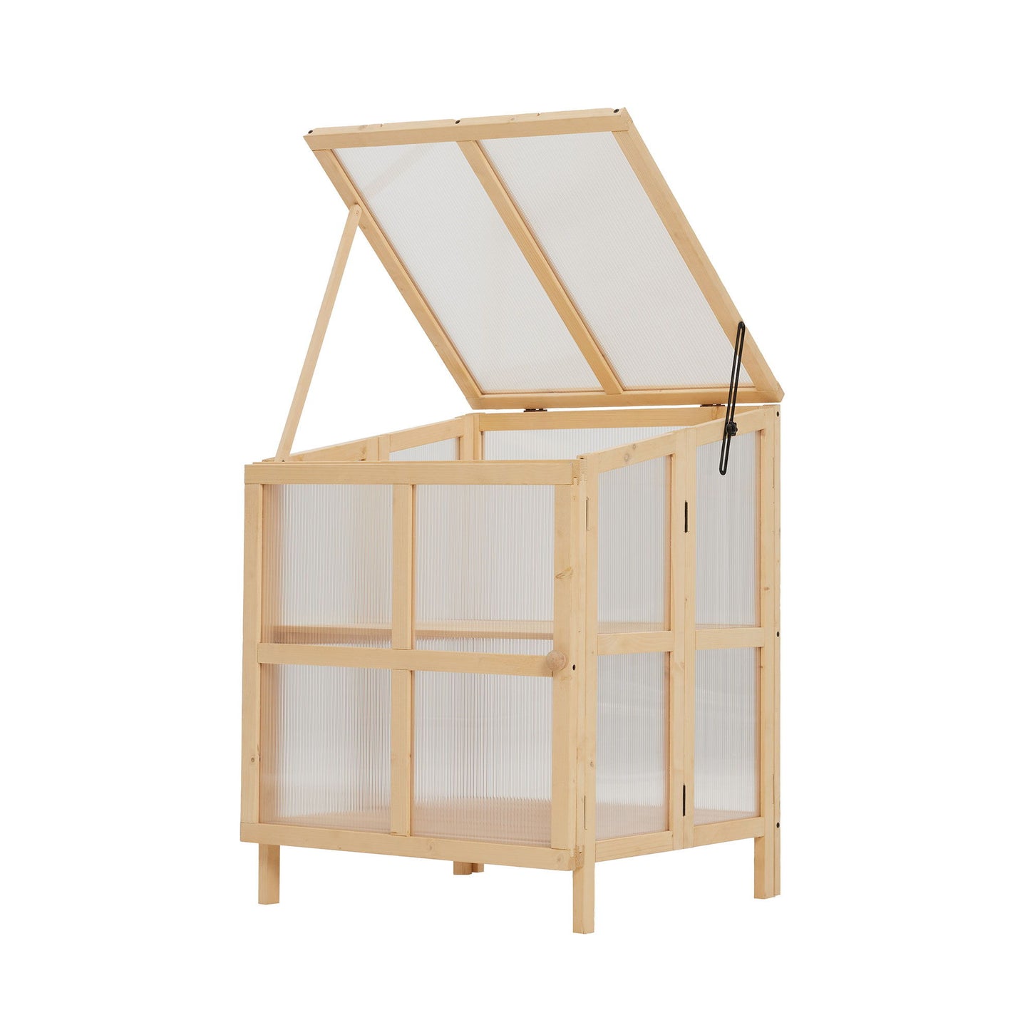 2 Tier Foldable Cold Frame Greenhouse, Portable Wooden Greenhouse Garden Cold Frame Raised Planter Box With Shelves - Natural Wood