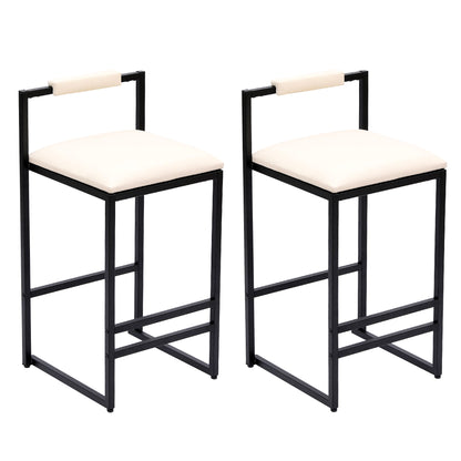 Elegant Bar Stool Set With Backrest And Footrest, Counter Height (Set of 2)