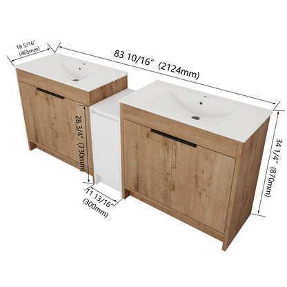 Freestanding Bathroom Vanity & Sink, Storage Cabinets, Soft Closing Doors