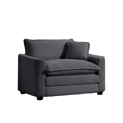 Modern Classic Corduroy Fabric Single Chair Deep Seat Sofa With Pillow