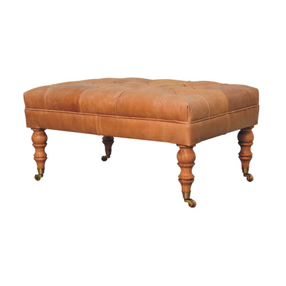 Buffalo - Leather Ottoman With Castor Legs