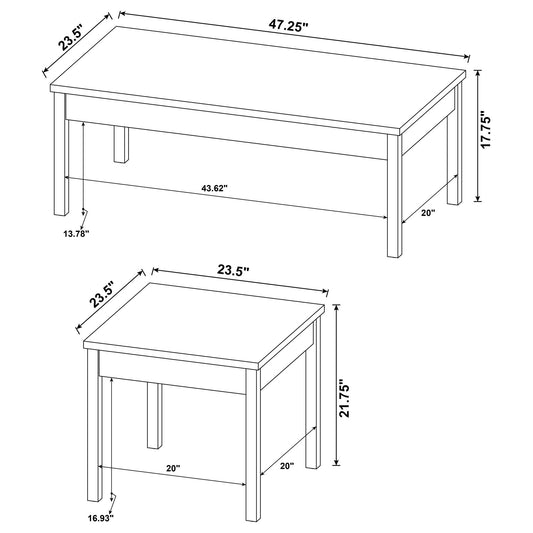 Quintara - 3 Piece Coffee Table Set - Natural / White