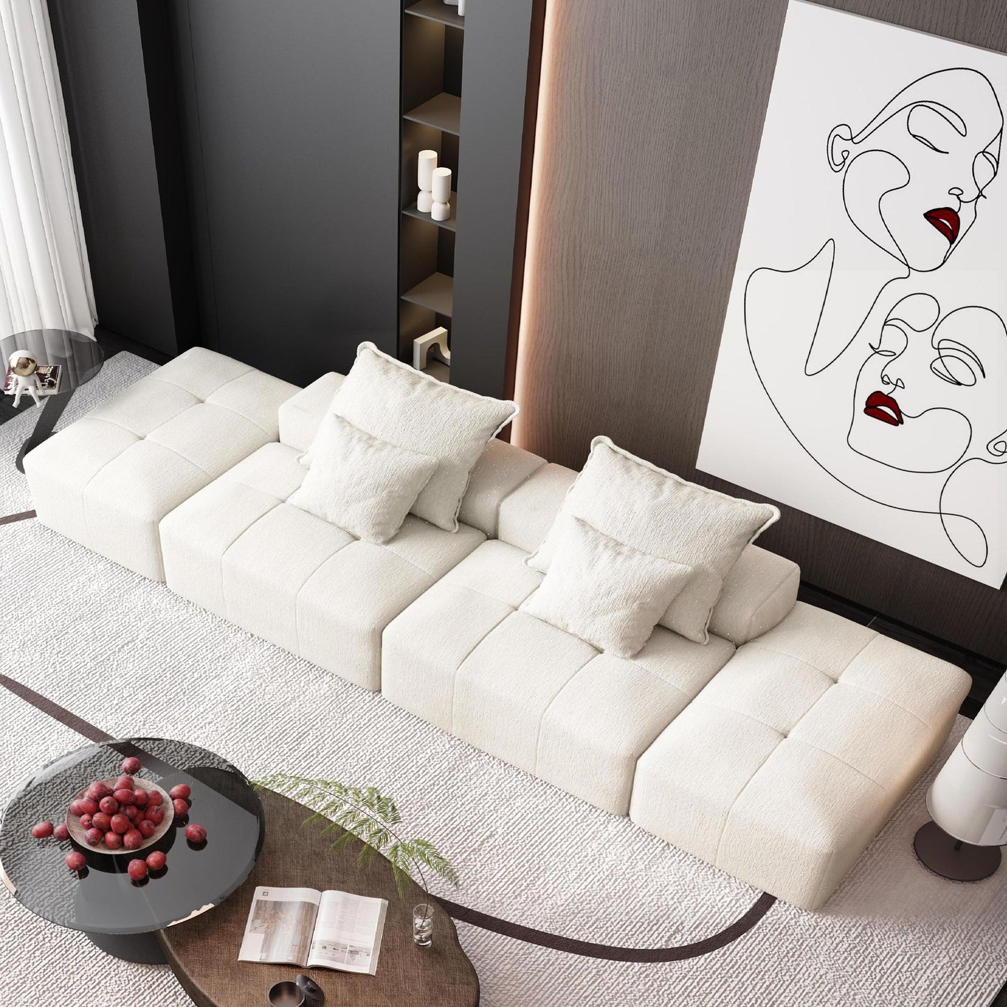 Modern Oversized Diy Combination Modular Sectional Sofa With Pillows