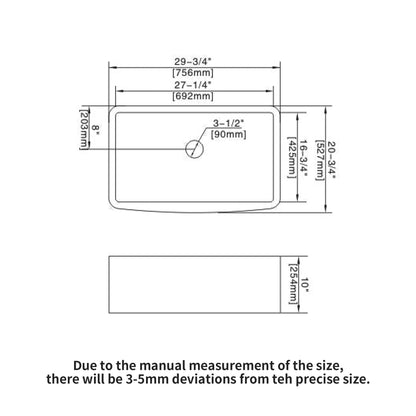 Farmhouse Sink, Apron Front Single Bowl With Arch Edge Design