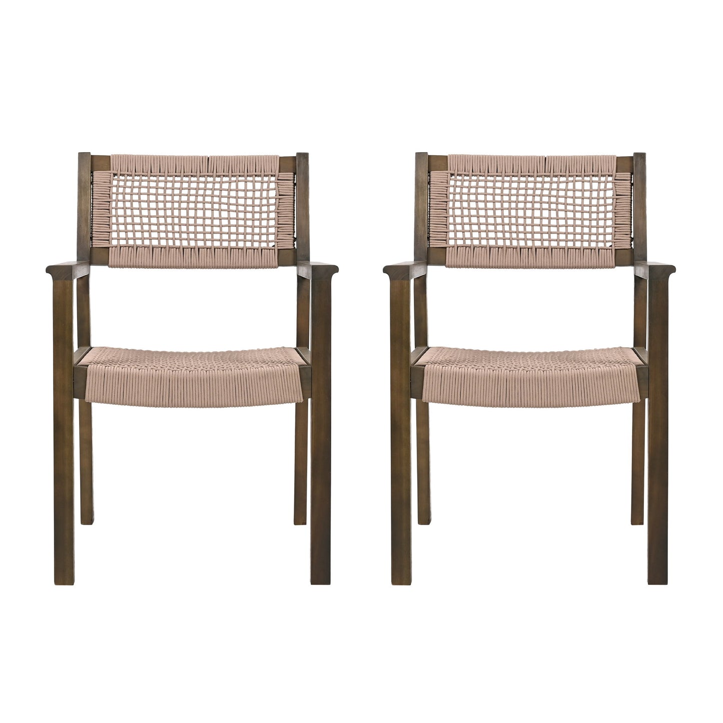 Outdoor Dining Chair (Set of 2), Patio Chairs - Gray / Light Brown