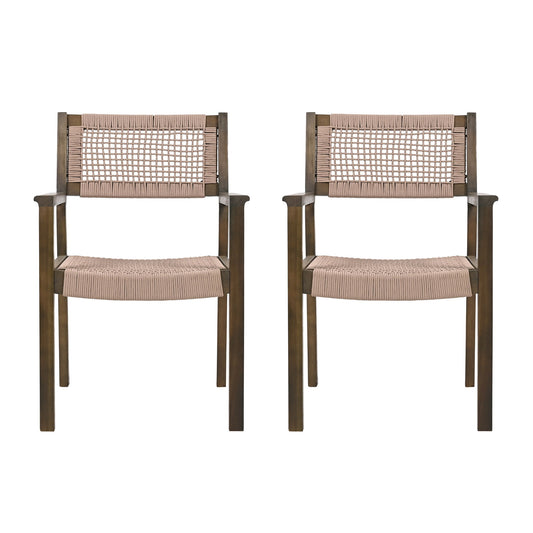 Outdoor Dining Chair (Set of 2), Patio Chairs - Gray / Light Brown