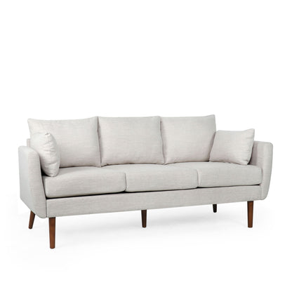 Diaphanous - Upholstered 3 Seater Sofa With 2 Accent Pillows And Wood Legs