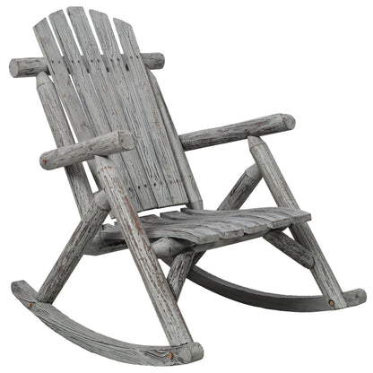 Durable Wooden Porch Rocker, Fir Log Rocking Chair