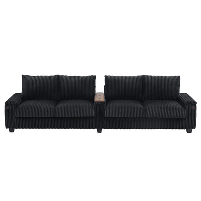 Modern 4 Seater Corduroy Sofa Couch With USB Ports And Hidden Storage