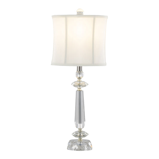 Karat - Contemporary Crystal Table Lamp (Set of 2) - Clear Crystal / Chrome / White Softback