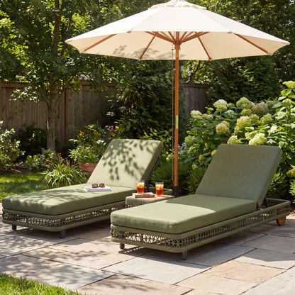 Outdoor Chaise Lounge & Wheels, 5 Position Adjustable Backrest