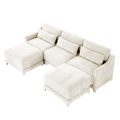 Stylish Sofa With Ottoman And Lumbar Pillows, Ergonomic Design