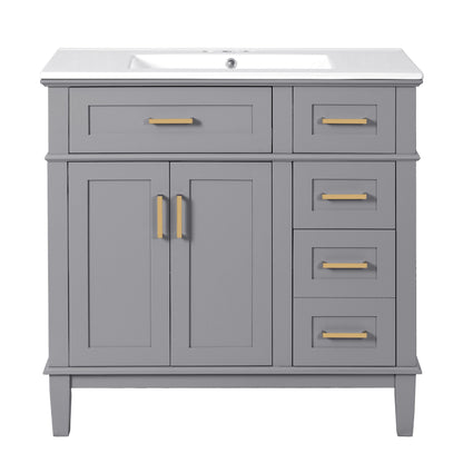 Modern Bathroom Vanity With Ceramic Sink, Soft Close Storage Cabinet