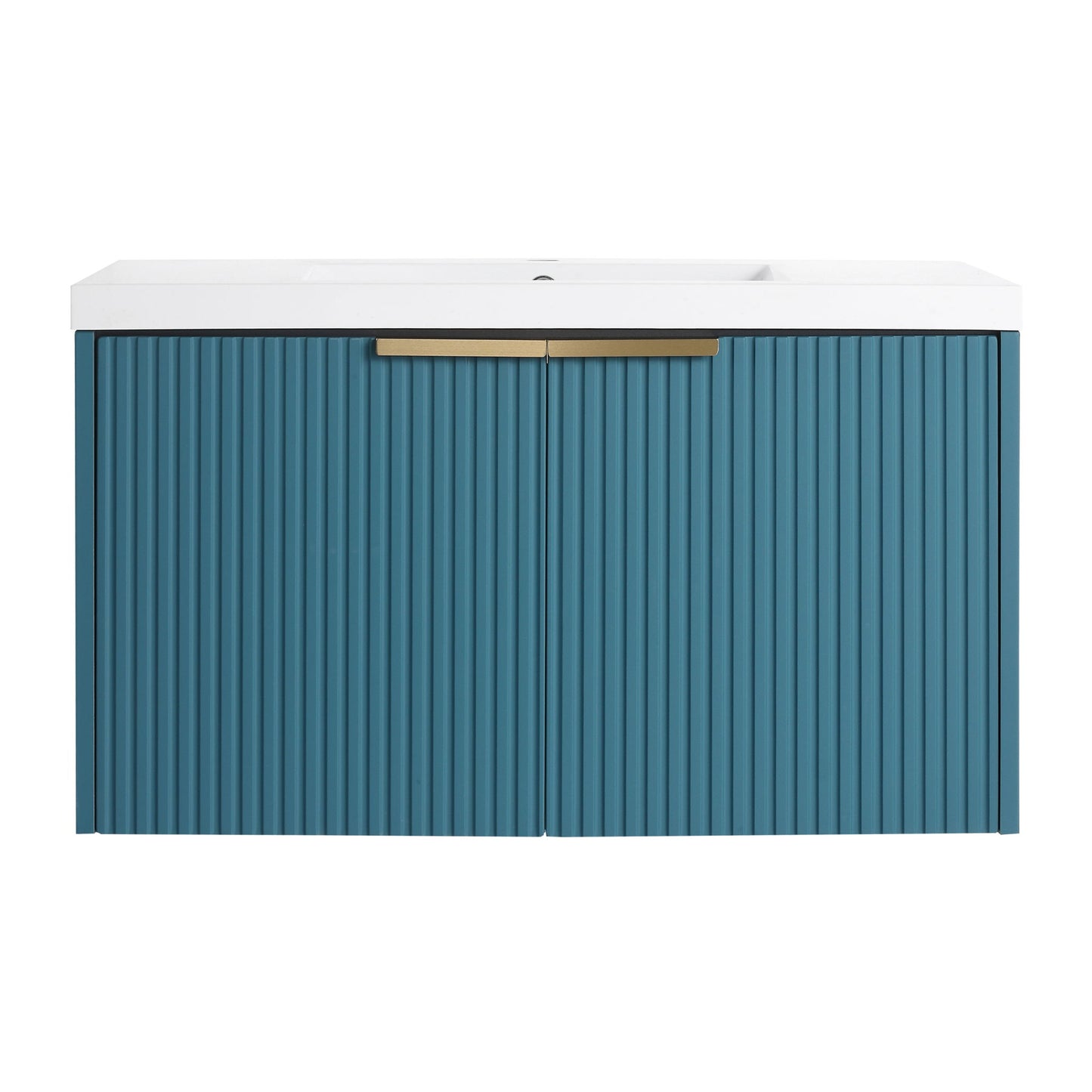 Contemporary Wall Mounted Bathroom Vanity With Resin Double Sink