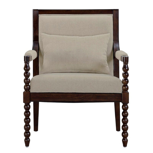 Philippe - Accent Arm Chair With Backrest - Beige / Brown