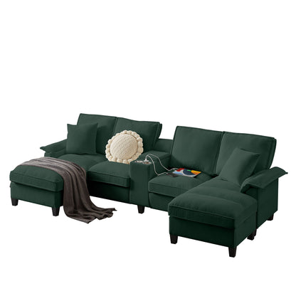 Modern U-Shaped Sectional Sofa Bed With Storage