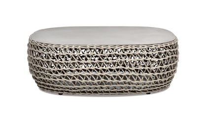 Willow - Oval Woven Patio Coffee Table, Wicker Frame
