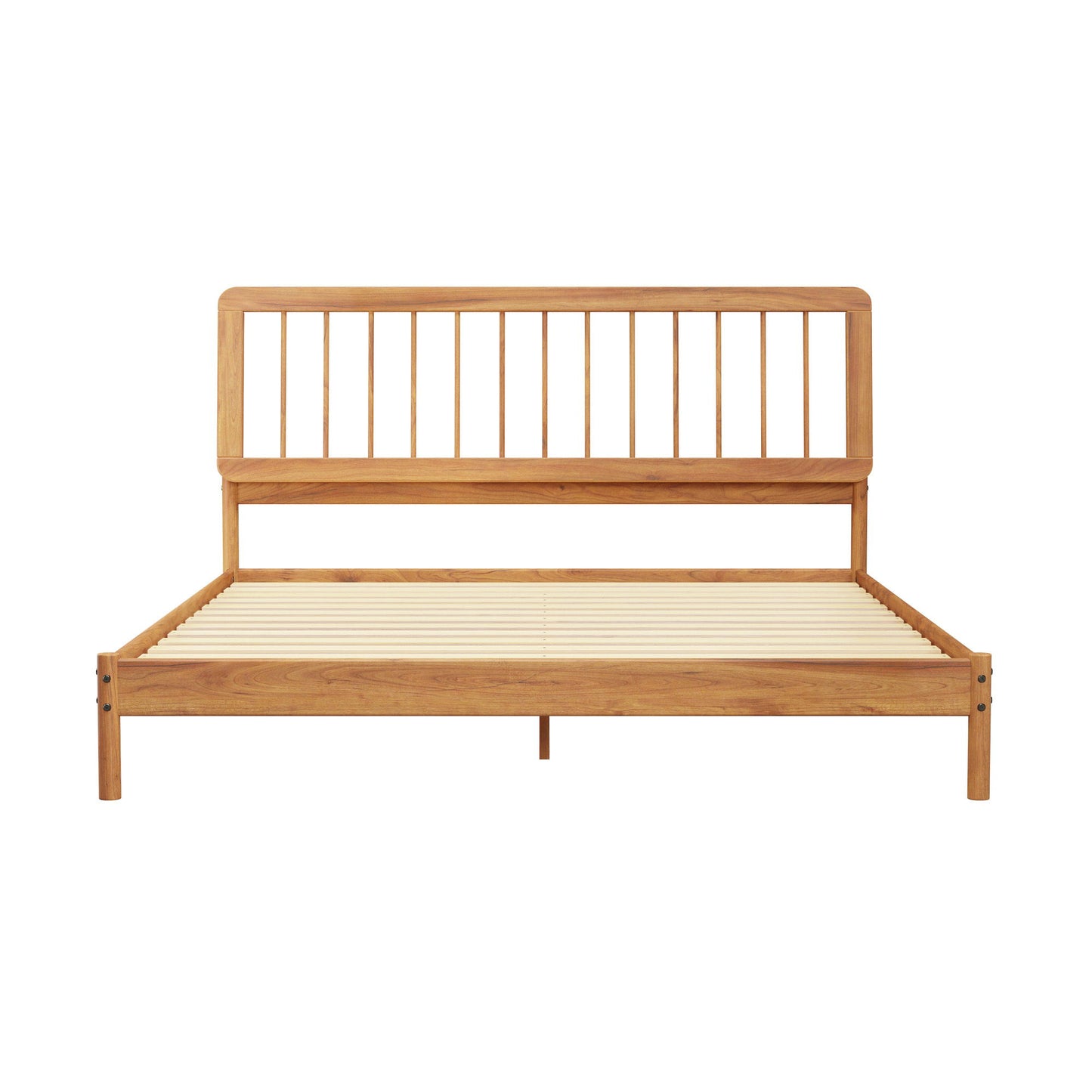 King Spindle Bed Mid Century Modern - Caramel