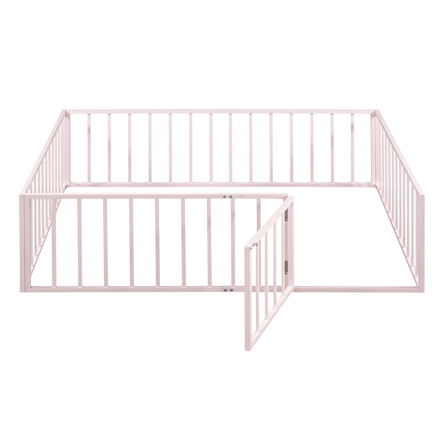 Metal Floor Bed Frame With Fence And Door