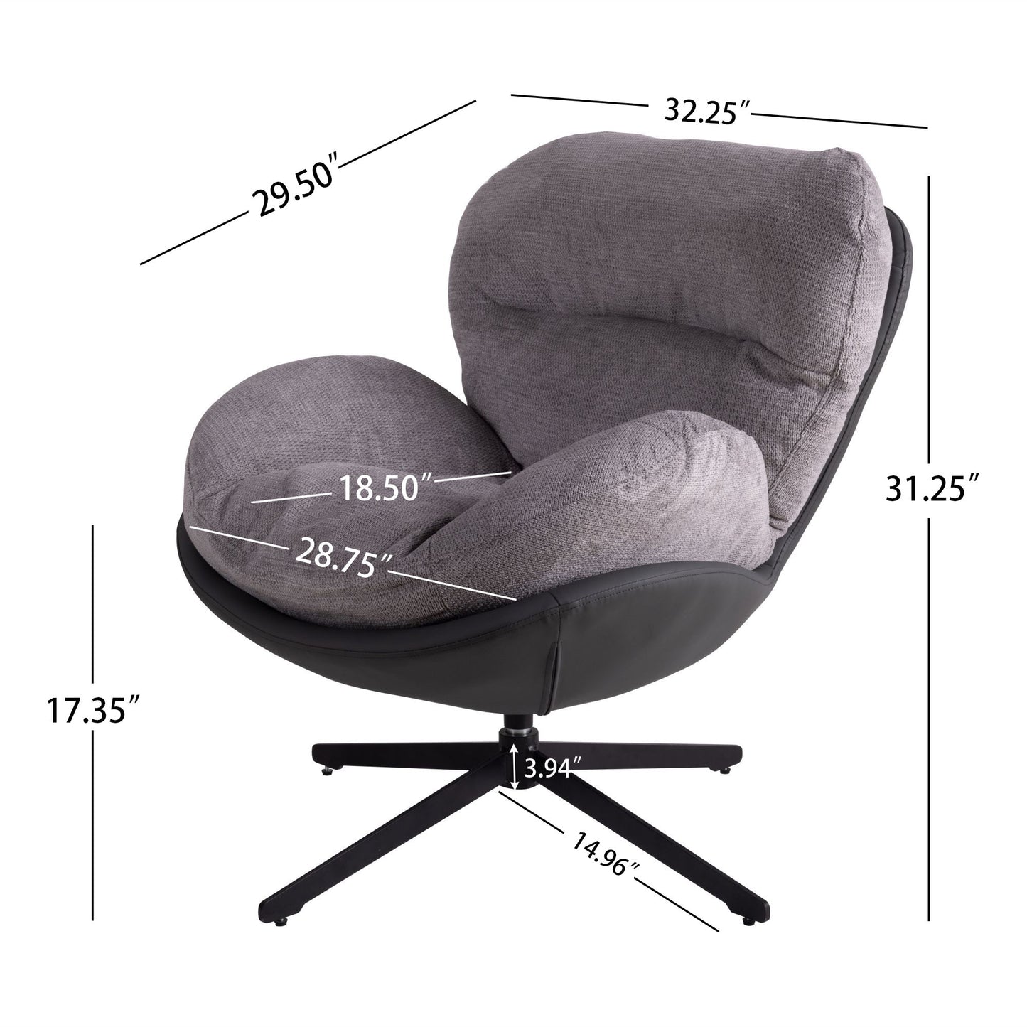 360° Swivel Office Chair, No Wheels
