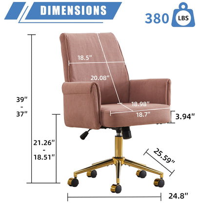 Ergonomic Mid-Back Office Chair With Gold Base
