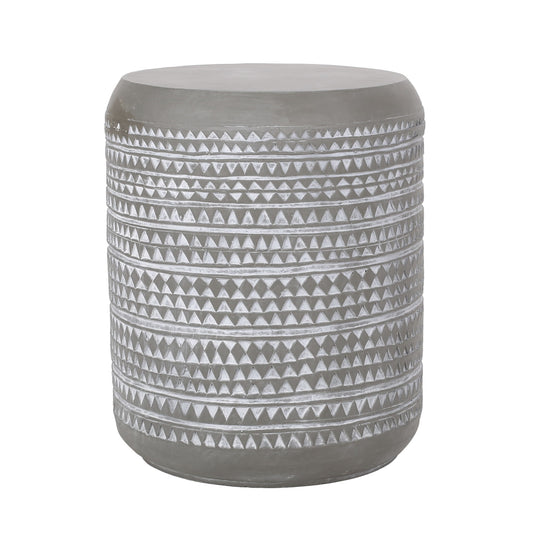Outdoor Side Table With Cylindrical Shape - White