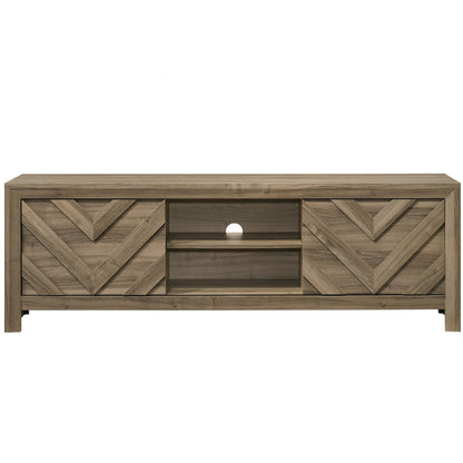 Chevron Patterned Living Room TV Stand - Light Brown