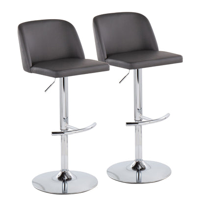 Toriano - Contemporary Adjustable Barstool With Swivel & Rounded T Footrest (Set of 2)