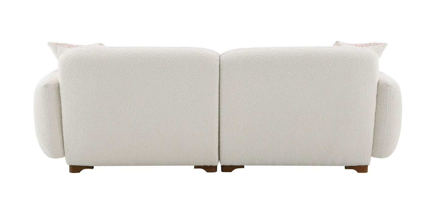 Darius - Boucle Sofa With 2 Toss Pillows - Beige