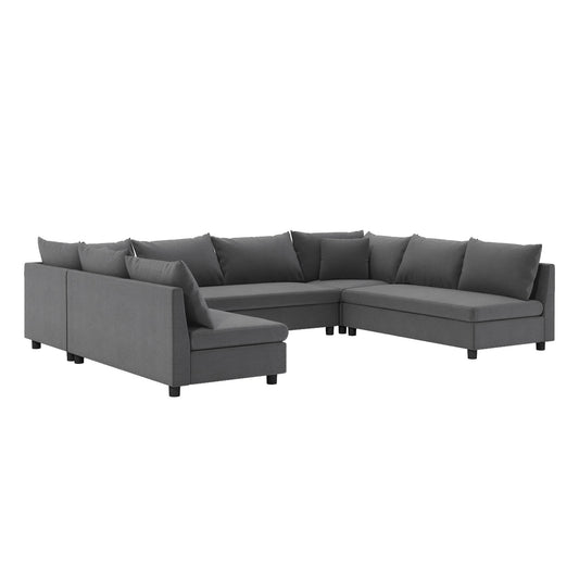 Modular Sectional Reversible U Shaped Couch Set, Free Combination Minimalist Style Oversized 8 Seat Convertible Sofa