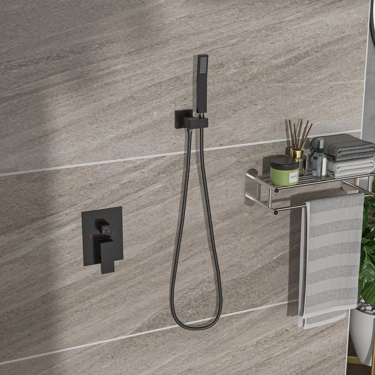 Dual Shower Head System With Ceiling Mount And Rough In Valve