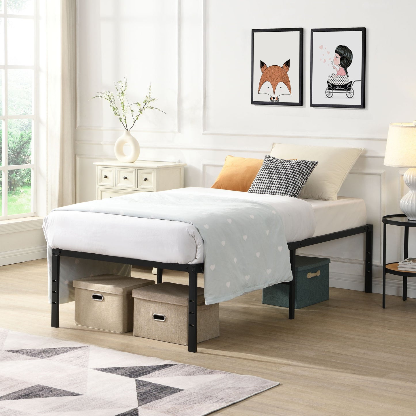 Heavy Duty Metal Bed Frame With Quiet Support