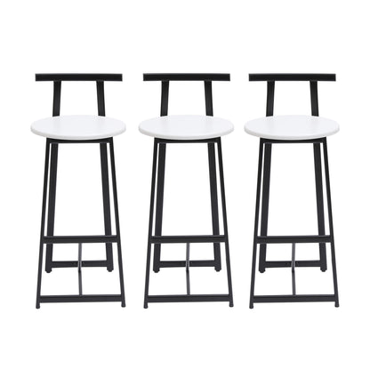 Modern Bar Stools With Backrest For Kitchen (Set of 3)