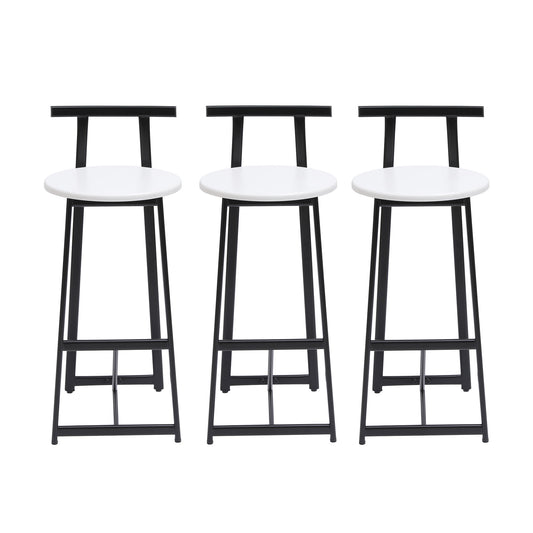 Modern Bar Stools With Backrest For Kitchen (Set of 3)