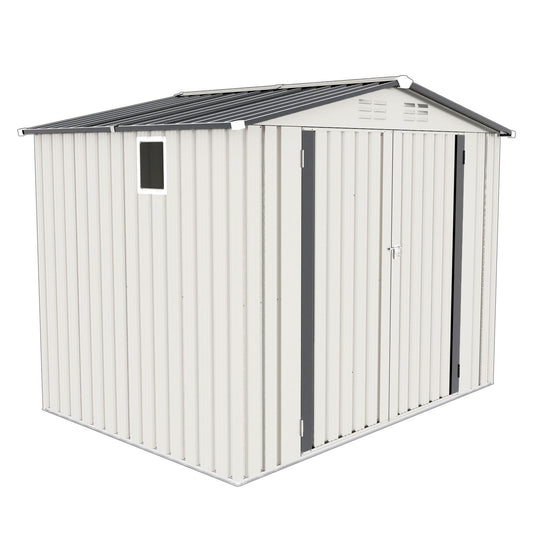 Garden Tool Shed Metal Storage Shed With Peaked Roof Waterproof Lockable Door