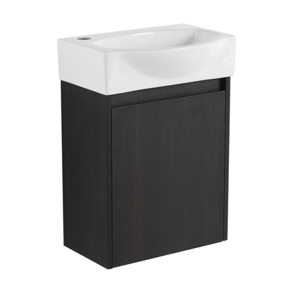 Modern Bathroom Vanity With Ceramic Basin, Wall Mounted Floating Sink Combo, Storage Cabinet