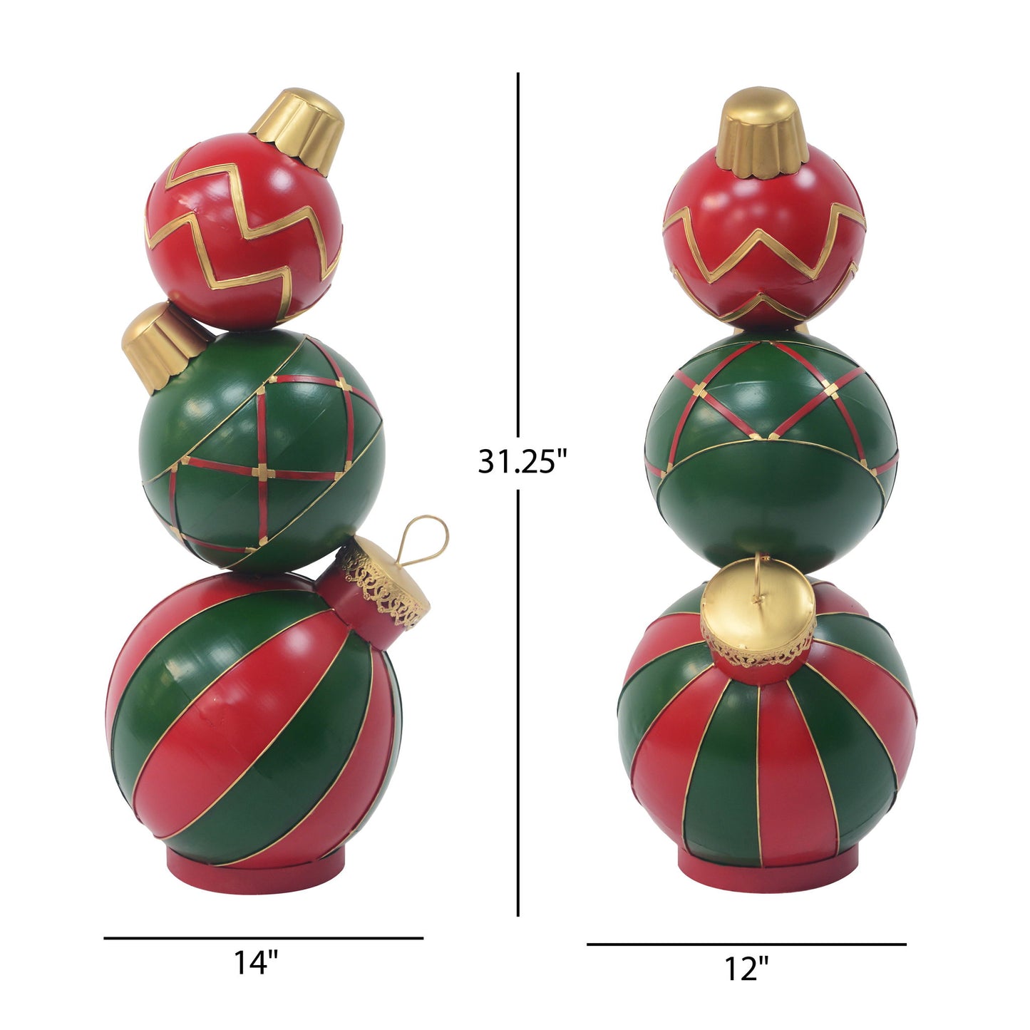 Classic Stacked Christmas Ball Decoration With Durable Construction - Red
