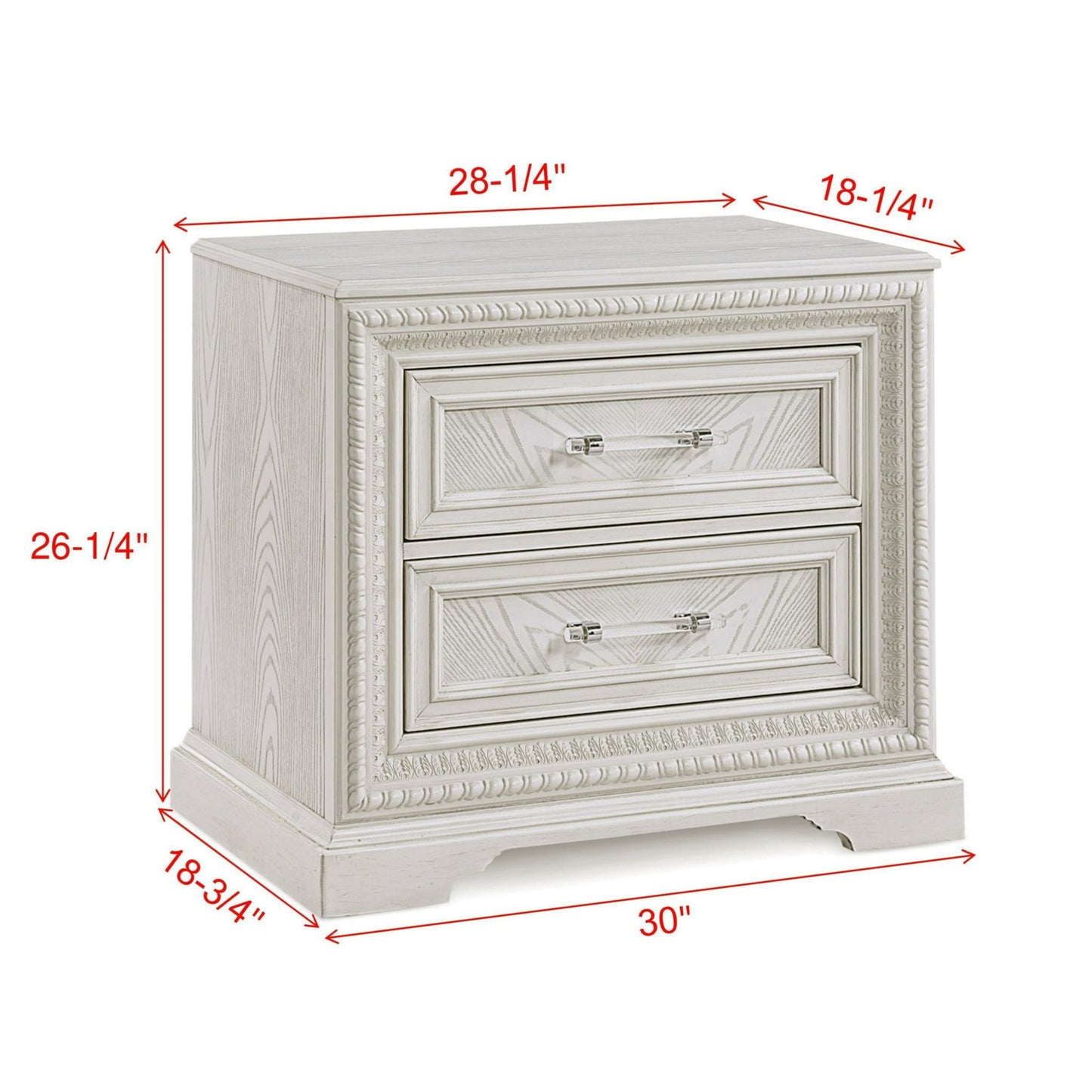 2 Drawer Storage Nightstand Bedroom Furniture - Antique White