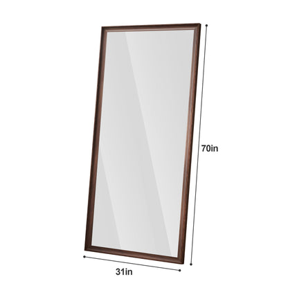 Vintage Full Length Mirror Wall Mounted With Faux Wooden Frame - Brown