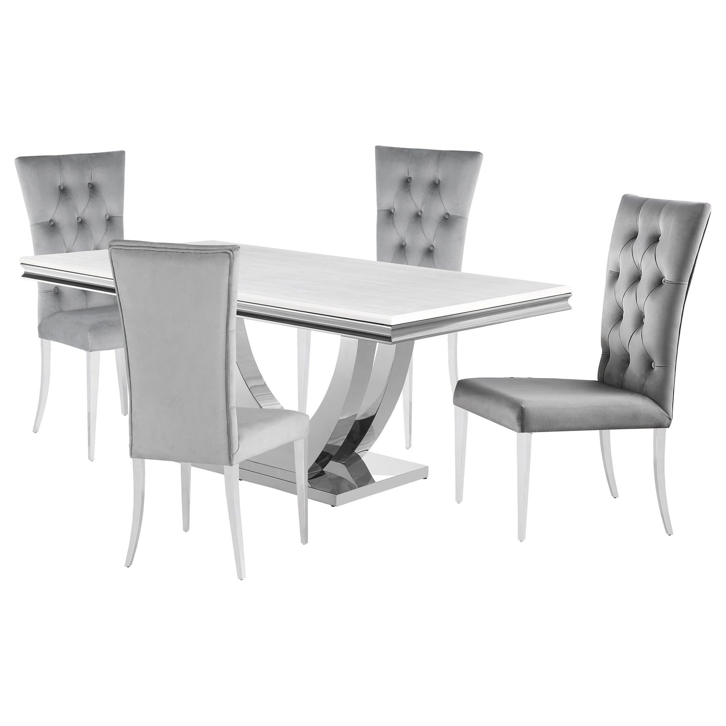 Allessandra - 5 Piece Dining Set With Table And Upholstered Chairs - Gray